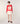 Pull col V rayé en laine mérinos - Orange Corail