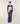Stribet V-hals sweater i merinould - Denim Blue