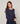 Finstrikket trøje med rund hals - Denim Blue