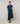 Long asymmetrical skirt in printed canvas - Blue