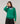 Oversized sweater i uld med V-hals - Emerald Green
