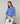 Trefarvet trøje med rund hals i merinould - Horizon Blue