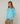Silk round neck twin set - Turquoise Blue