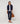 Cardigan i to materialer - Marineblå