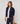 Cardigan i to materialer - Marineblå