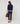 Cardigan i to materialer - Marineblå